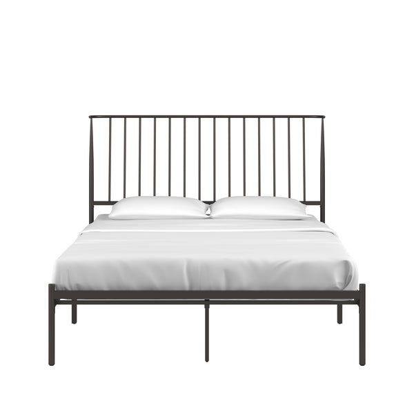 Homelegance By Top-Line Dante Metal Platform Bed with Curved Metal Headboard Dark Bronze Metal