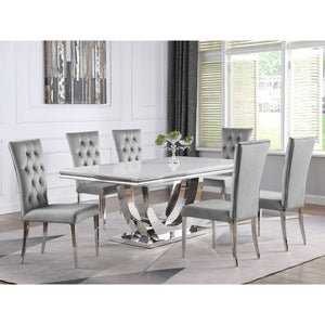 English Elm Allessandra Tufted Back Armless Dining Chair with Polished Chrome Legs — Modern Elegant Comfort, Durable Support Grey B062P333479