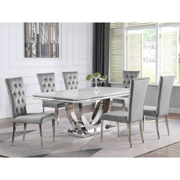English Elm Allessandra Tufted Back Armless Dining Chair with Polished Chrome Legs — Modern Elegant Comfort, Durable Support Grey B062P333479