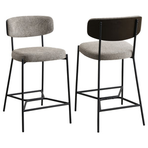 English Elm Joy Counter Height Bar Stool Set of 2 — Modern Curved Back Support, Geometric Metal Footrest, Durable Frame Light Brown B062P299864