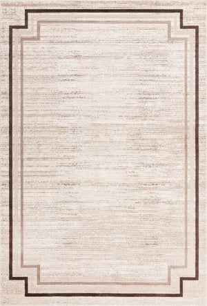 Unique Loom Oasis Fountain Machine Made Border Rug Brown, Beige/Light Brown/Ivory 7' 0" x 10' 0"