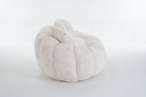 English Elm Floral-shaped Faux Fur Two Seater Sofa Sculptural Petal Design for Cozy Living Rooms Beige W2012P399200