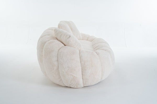 English Elm Floral-shaped Faux Fur Two Seater Sofa Sculptural Petal Design for Cozy Living Rooms Beige W2012P399200