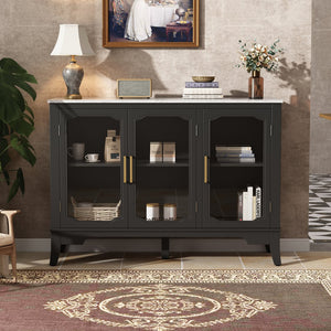 English Elm Christopher Knight Home® - Storage Cabinet - Stylish 3-Door Organizer For Entryway & Dining Room | Black & White Finish, Large Space N780P330602B