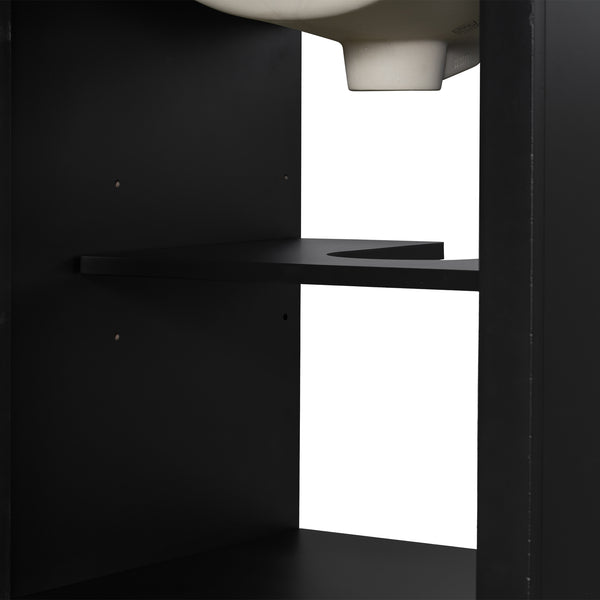 English Elm 20 Inch Bathroom Vanity with Ceramic Sink, Soft-Close Door, Adjustable Shelf, Smart Storage Organizing Design Black N729P299505B