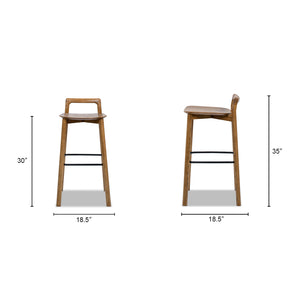 English Elm Jennifer Taylor Home - Sven Modern 30" Low Back Ash Wood Barstool with Black Iron Footrest — Durable, Sustainable Design Dark Brown B2719P395566