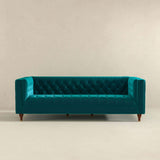 English Elm Ashcroft Furniture - Evelyn Mid Century Modern Teal Velvet Luxury Chesterfield Sofa