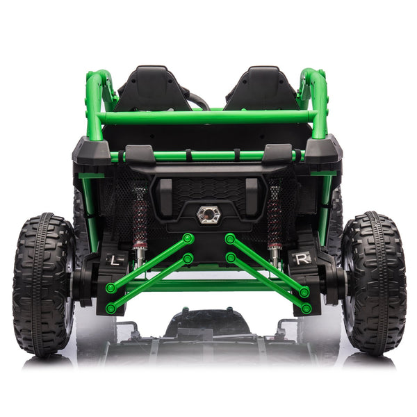 English Elm 24v Two Seater Kids Utv with Parental Remote Dual Motors Four Wheel Suspension Led Green W1578P198435