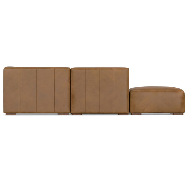 English Elm Rex Left Sectional Sofa With Ottoman – Modern Comfort, Handcrafted Quality, Caramel Brown Leather Design B136P199201-GIGA