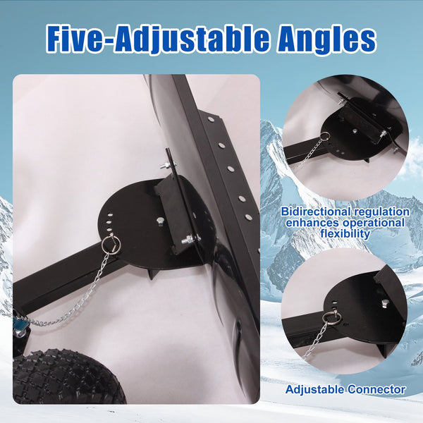 English Elm 30" Carbon Steel Snow Pusher with Wheeled Frame and Adjustable Ergonomic Handle W1422P362636