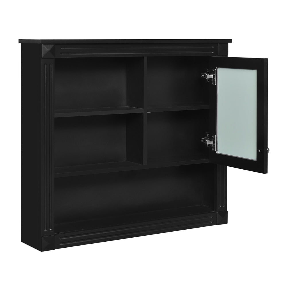 English Elm 32'' Bathroom Wall Cabinet Mirror — 32-inch Wall-Mounted Medicine Cabinet with Adjustable Shelves for Streamlined Bathroom Storage and Stylish Organization Black N710P254922B