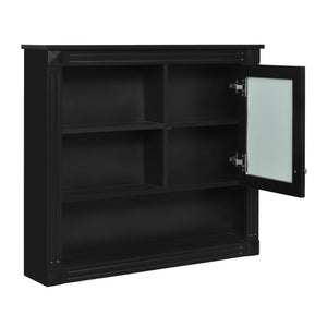 English Elm 32'' Bathroom Wall Cabinet Mirror — 32-inch Wall-Mounted Medicine Cabinet with Adjustable Shelves for Streamlined Bathroom Storage and Stylish Organization Black N710P254922B