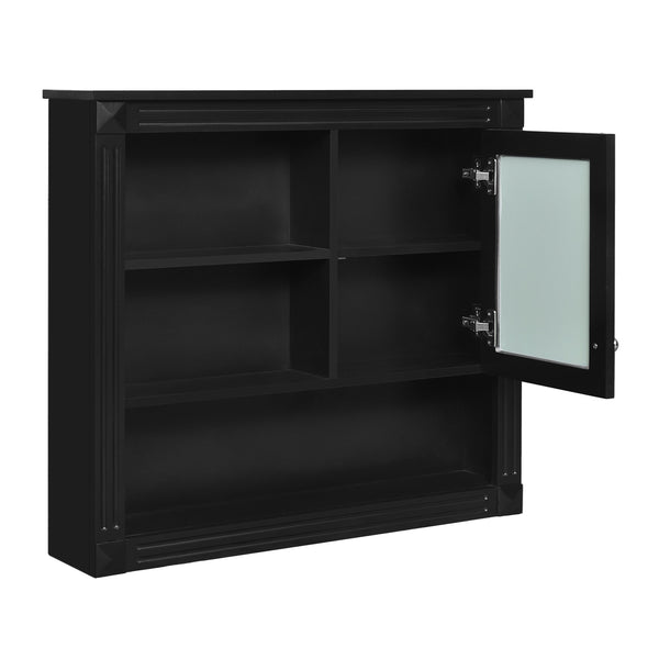 English Elm 32'' Bathroom Wall Cabinet Mirror — 32-inch Wall-Mounted Medicine Cabinet with Adjustable Shelves for Streamlined Bathroom Storage and Stylish Organization Black N710P254922B