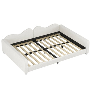 English Elm Full Sherpa Upholstered Daybed with Cloud-Shaped Backrest, No Box Spring Needed, Cozy Modern Sofabed White 57 L x 25.5 W x 8 H N733P234605K