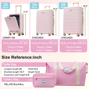 English Elm Luggage 5 Piece Abs Hardshell Travel Set with Usb Port Spinner Wheels and Tsa Lock Pink N732P265290U