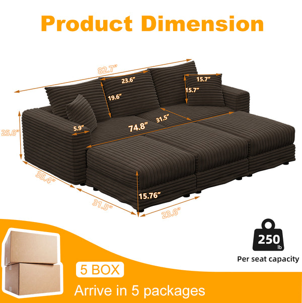 English Elm 82.6"upholstered Velvet Chesterfield Sofa with Button Tufting Nailhead Trim Rolled Arms Camel W1885S00355