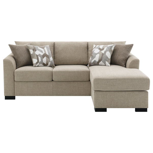 English Elm Pacheco Upholstered Sleeper Sectional with Chaise and Pullout Bed, Patterned Pillows & Sturdy Frame Camel B062P375539
