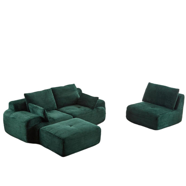 English Elm Modern Memory Foam Compressed Sofa — Pet-Friendly Corduroy Modular Sectional, Cloud-Like Comfort, No Assembly Green W3723S00012
