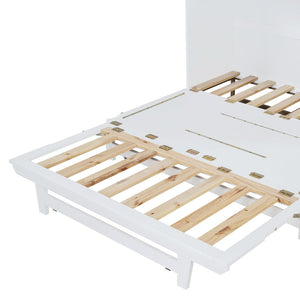 English Elm Queen Size Murphy Bed With Iron Legs - Modern Space-Saving Design For Cozy Bedrooms And Studios N820S00035K-GIGA