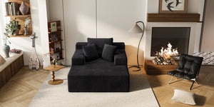 English Elm 64.96-inch Corduroy Sofa Bed Deep Seat Recliner for Living Room or Guest Space W3108P404509
