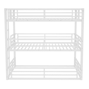 English Elm Full Triple Bunk Bed - Sturdy Metal Frame With Safety Guardrails, Space-Saving, Noise-Reducing Design W1580S00166