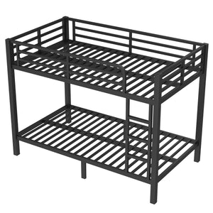 English Elm Metal Twin Over Twin Bunk Bed – Heavy-Duty Steel, Space-Saving Design, No Box Spring Needed, Black Finish W1580P372862