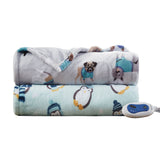 Beautyrest Oversized Plush Casual Printed Heated Throw BR54-1157 Aqua Penguins