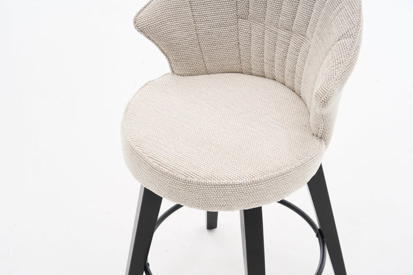 English Elm 008-Wing Upholstered Swivel Counter Stools Set of 2 with Solid Wood Legs, Chenille Comfort & 250lb Capacity White W2636P239835