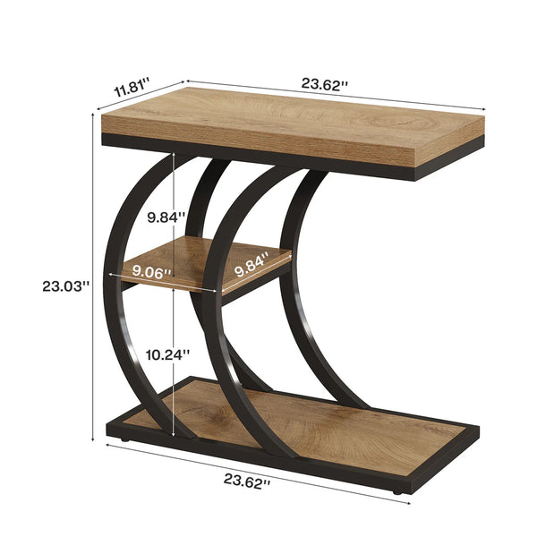English Elm Modern 2 Tier Distressed End Table Open Shelf Mdf Top for Living Room or Entryway T3971P461497