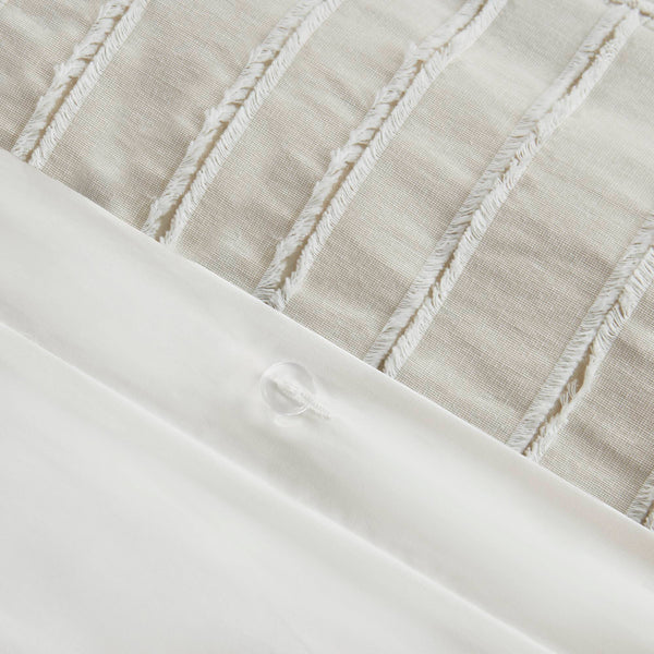 JLA Home Madison Park Signature - Oversized Cotton Clipped Jacquard Comforter Set with Removable Duvet Insert, Euro Shams, Pillows Ivory MPS10-496