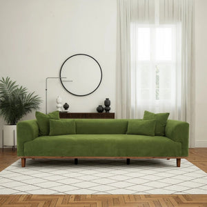 English Elm Richardson Velvet Sofa Scandinavian Minimalist Living Room Seat with Solid Wood Base Green B183P493697