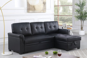 English Elm Jardin Tufted Vegan Leather Sleeper Sectional with Reversible Storage Chaise Modern Living B2749S00277