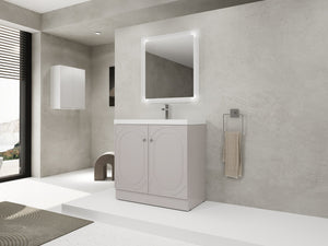 English Elm 36" Freestanding Bathroom Vanity with Resin Sink, Soft-Close Doors, Adjustable Shelf & 3 Handles W999S00336
