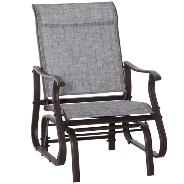 English Elm Outsunny Outdoor Glider Chair - Durable Steel Frame, Breathable Mesh, Perfect For Patio & Garden Comfort W2225P200748-GIGA
