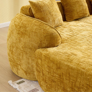 English Elm Yellow Chenille L-Shaped Sofa – Stylish, Space-Saving Comfort With 4 Throw Pillows For Any Room W3612S00019-GIGA