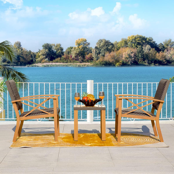 English Elm Patio 3 Piece Bistro Set Pe Wicker Aluminum Frame Outdoor Conversation with Cushions W1859P430252