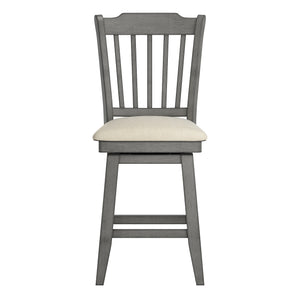 Homelegance By Top-Line Juliette Slat Back Counter Height Wood Swivel Chair Grey Rubberwood