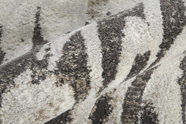 Feizy Rugs Vancouver Abstract Area Rug - Durable Polypropylene Polyester Blend With Modern Turkish Artistry Ivory,Brown,Gray Polypropylene,Polyester Vnr39fifgrychlh00