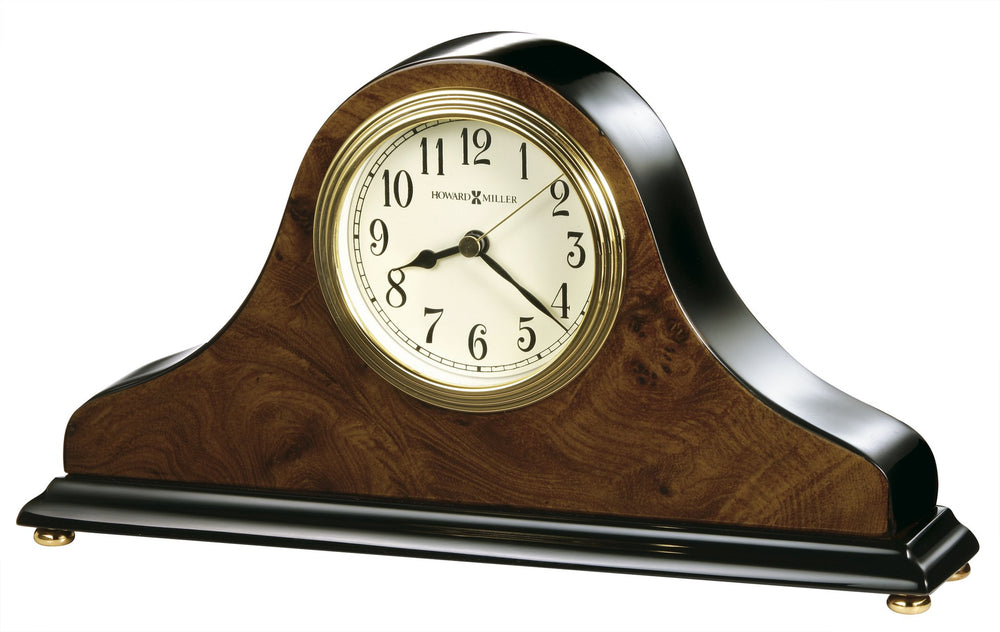 Hekman Furniture 645578 Baxter Elegant Tambour Table Clock With Brass Accents, Classic Wood Finish & Precision Quartz Movement  Baxter Tabletop Clock 645578