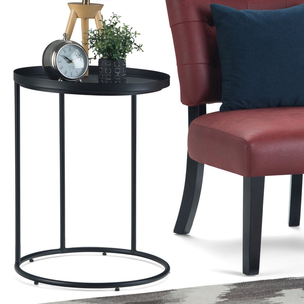 English Elm Monet Metal Side Table - Sleek Black Industrial Design For Modern Living Spaces & Versatile Use B136P158949