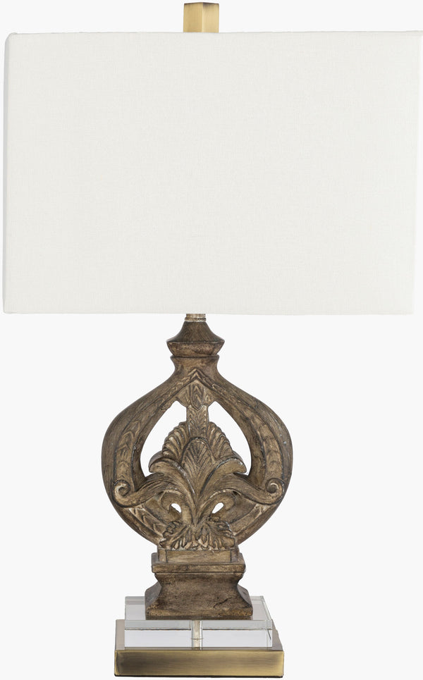 Surya Effie 24" Tall Accent Table Lamp - Stylish Resin & Metal Design With Elegant Linen Shade For Any Room Body, Brown,Base, Metallic ,Brass Resin,Iron,Acrylic,Linen,Cotton,Iron Efi-001