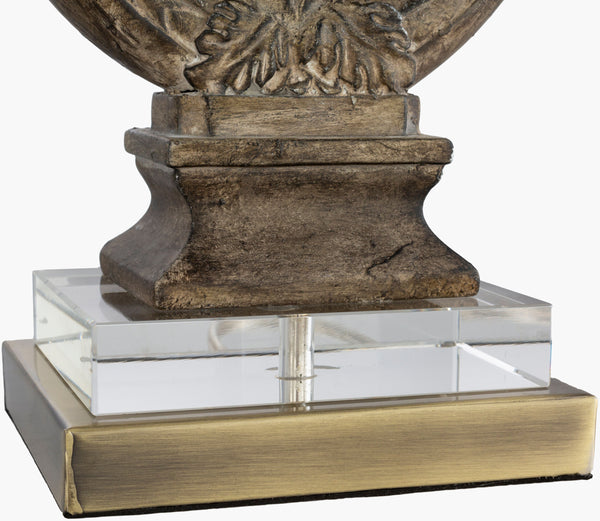 Surya Effie 24" Tall Accent Table Lamp - Stylish Resin & Metal Design With Elegant Linen Shade For Any Room Body, Brown,Base, Metallic ,Brass Resin,Iron,Acrylic,Linen,Cotton,Iron Efi-001