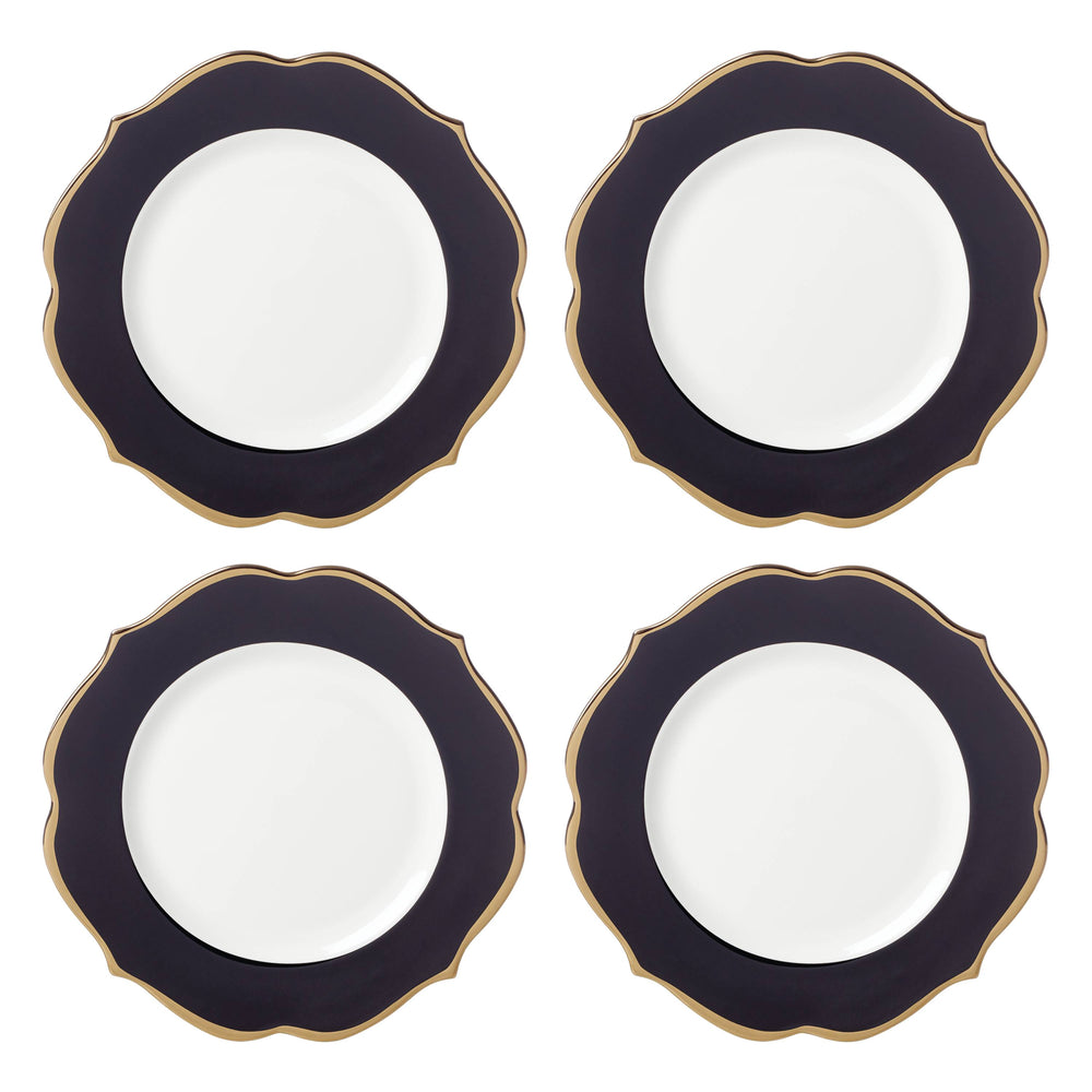 Lenox Contempo Luxe Black Accent Plates, Set of 4 White, WHITE PORCELAIN 896841
