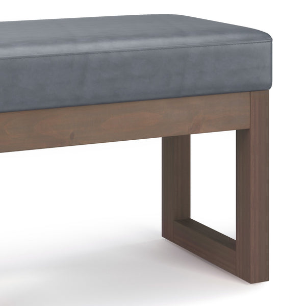 English Elm Milltown Versatile Stone Grey Ottoman Bench - Stylish Vegan Faux Leather Footstool For Any Room B136P159091