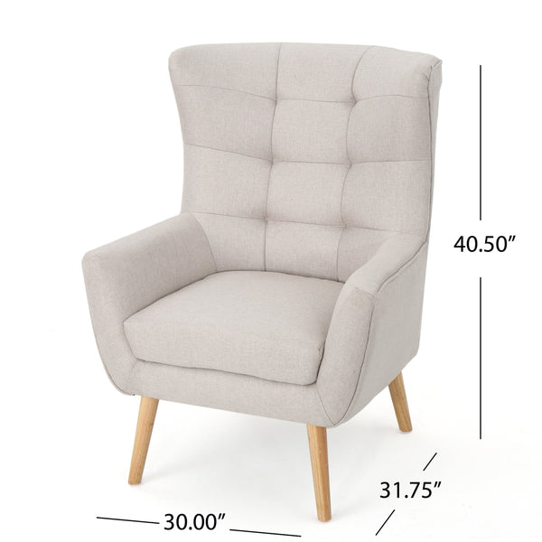 English Elm Club Chair Tufted Back Rubberwood Legs Mid-century Modern Accent Seat for Living Rooms 60751.00WET