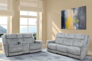 Parker House Linus - Hudson Grey Power Reclining Sofa And Loveseat Grey 100% Polyester (S) Mlin-32phz-hgy