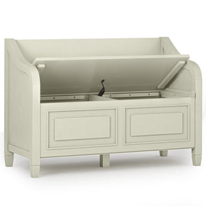 English Elm Connaught Entryway Storage Bench - Handcrafted Antique White Charm With Smart Storage & Seating B136P158532