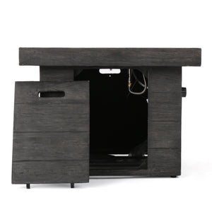 English Elm Anchorage Square Mgo Wood Burning Fire Pit Outdoor Patio Heat 40000 Btu Grey 57551.00GRY-40K