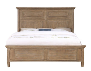 English Elm Steve Silver - Riverdale Rustic King Bed Dark Brown – Hand-Stained Driftwood Wood, Beveled Panels & Tapered Legs B081S00211