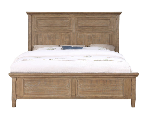 English Elm Steve Silver - Riverdale Rustic King Bed Dark Brown – Hand-Stained Driftwood Wood, Beveled Panels & Tapered Legs B081S00211